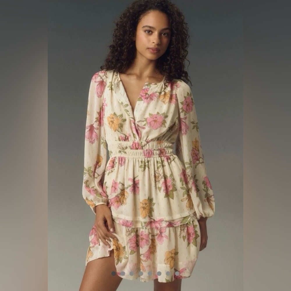 Floral Print Cream Dress